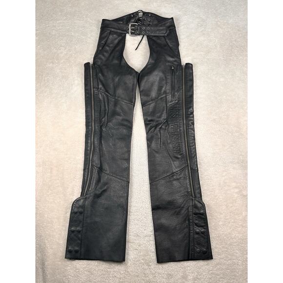 Harley Davidson Leather Chaps Men’s Sz Small Black 98091-06vm 3/2010 Motorcycle - Picture 7 of 7